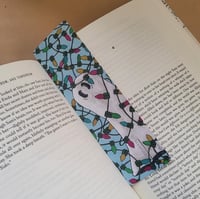 Image 1 of Traditional Bookmark--Swoopy Ghost Tangled in Holiday Lights