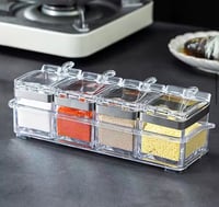 Image 2 of Four Piece Clear Spice Container Box with Cover and Spoon