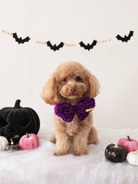 Image 1 of CROCHET VELVET BOW - PURPLE