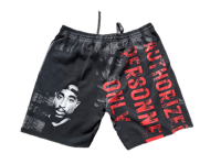 Image 2 of Sade Adu Pac Black panther custom screen print black/yellow/red sweatpants shorts 