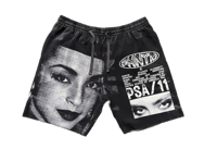 Image 1 of Sade Adu Pac Black panther custom screen print black/yellow/red sweatpants shorts 