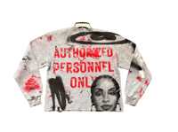 Image 2 of  Sade Adu Black panther party Baylor custom screen print gray/black/red sweatshirt