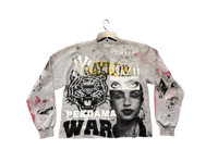 Image 1 of  Sade Adu Black panther party Baylor custom screen print gray/black/red sweatshirt