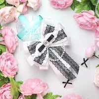 Image 2 of White & Black Lace Lightstick Bow