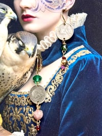 Image 4 of Vintage asymmetrical coin earings