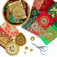 Image 3 of Embellished Sari Snippets - Christmas Mix