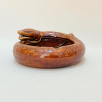 Image 3 of Cendrier Serpent vintage en céramique marron - 1970 - faïence vintage