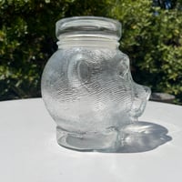 Image 5 of Grande bonbonnière en verre tête d'ours LUMINARC  vintage 1970 bocal Pot à bonbons