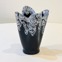 Image 2 of Petit vase en céramique de Vallauris Fat Lava vintage bleu blanc 1950s 1960s 