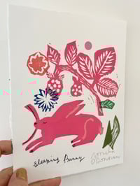 Image 1 of pink rabbit,  handmade print 