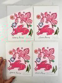 Image 2 of pink rabbit,  handmade print 