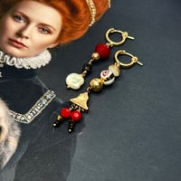 Image 1 of Asymmetrical Vintage component Statement Earrings 