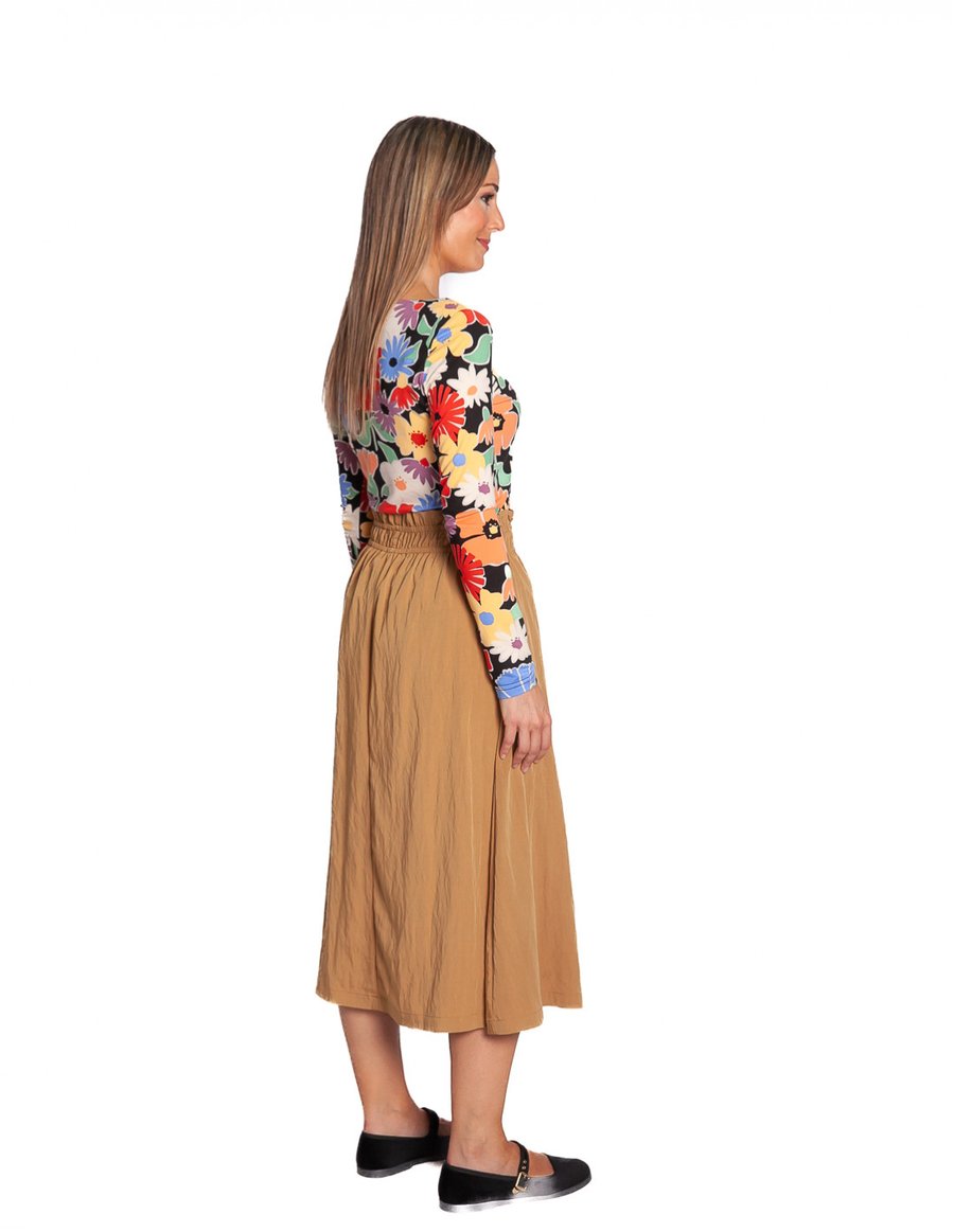 Image of 2-Falda midi camel