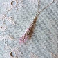 Image 1 of Pastel Goth Pendant Necklace on 18" Chain, Pink & Silver