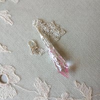 Image 2 of Pastel Goth Pendant Necklace on 18" Chain, Pink & Silver