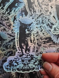 Image 2 of Cat Worship or Dog Worship Oil Slick/Hologram Sticker