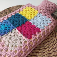 Image 3 of 'Happy Scrappy' Hot Water Bottle Cover Rose Pink