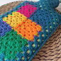Image 3 of 'Happy Scrappy' Hot Water Bottle Cover Teal