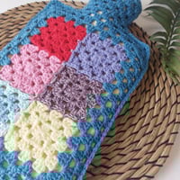 Image 2 of 'Happy Scrappy' Hot Water Bottle Cover Cornish Blue