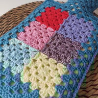 Image 3 of 'Happy Scrappy' Hot Water Bottle Cover Cornish Blue