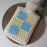 Image 1 of 'Happy Scrappy' Hot Water Bottle Cover -  Cream