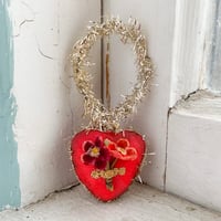 Image 1 of Red Valentine Heart with Vintage Florals