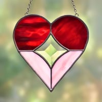 Image 1 of Heart with bevel glass Star stained glass suncatcher