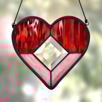 Image 1 of Heart with bevel glass center stained glass suncatcher