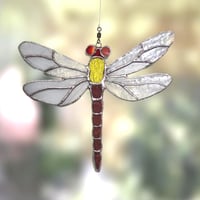 Image 1 of Dragonfly stained glass suncatcher spinner