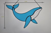 Image 2 of Blue whale hand-made stained glass suncatcher