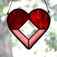 Image 3 of Heart with bevel glass center stained glass suncatcher