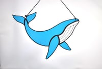 Image 3 of Blue whale hand-made stained glass suncatcher