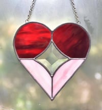 Image 4 of Heart with bevel glass Star stained glass suncatcher