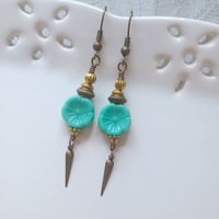 Image 1 of Etruscan Flower Czech Glass Bead Earrings, Pierced or Clip On