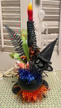 Vintage Spooky Cat Halloween Lighted Candle