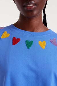 Image 4 of SUDADERA ALGODÓN BORDADO CORAZONES