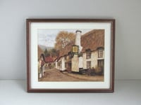 Image 1 of The Ship Inn Porlock Somerset: Framed Vintage Art Print by Alex Jawdokimov 