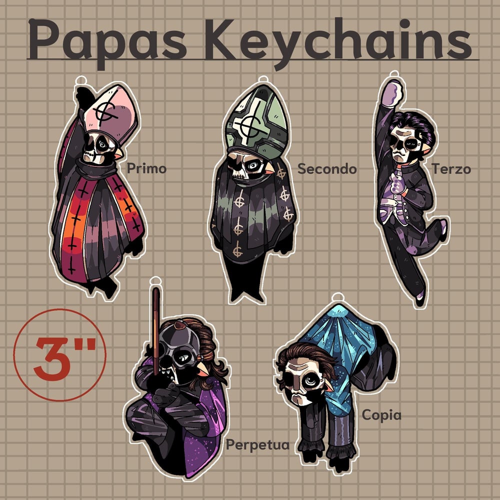 Image of Ghost band Papa keychains- 3 inches acrylic charms