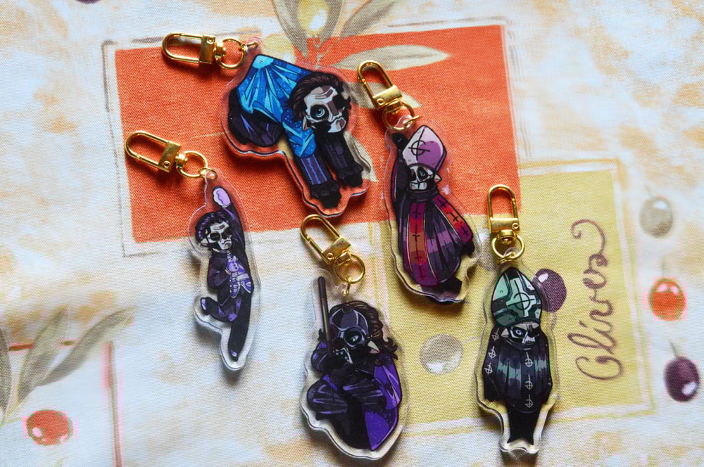 Image of Ghost band Papa keychains- 3 inches acrylic charms
