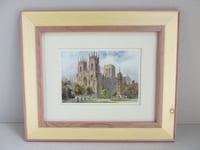 Image 2 of York Minster by E. W. Haslehurst (b 1866) Vintage Small Art Print in Wooden Frame
