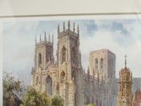 Image 4 of York Minster by E. W. Haslehurst (b 1866) Vintage Small Art Print in Wooden Frame
