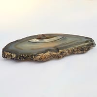 Image 4 of Vide-poche en tranche d'agate bleu marron  vintage 1960 cendrier 