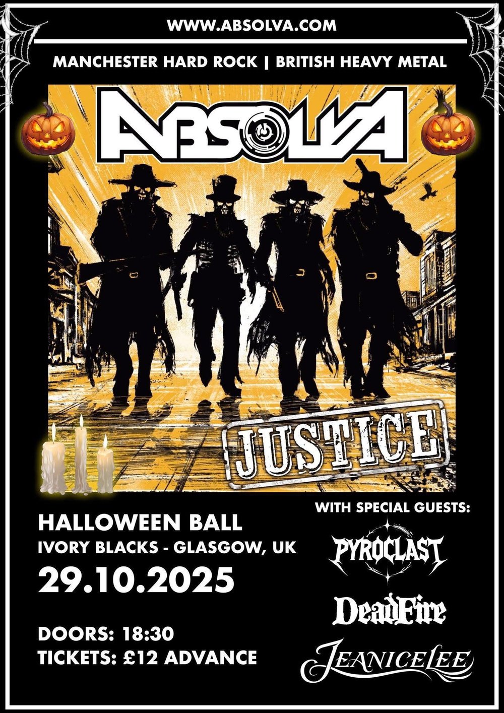 ABSOLVA TICKET-HALLOWEEN BALL, SCOTLAND, 4 BANDS