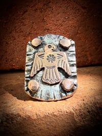 Image 2 of WL&A Handmade Heavy Layered Sterling & Ancient Bronze Thunderbird Signet 