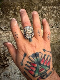 Image 3 of WL&A Handmade Heavy Layered Sterling & Ancient Bronze Thunderbird Signet 