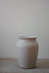 Image 1 of Short Vase Stamped - Oatmeal