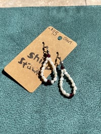 Image 1 of Seed Pearl and Garnet Sterling Drop Earrings