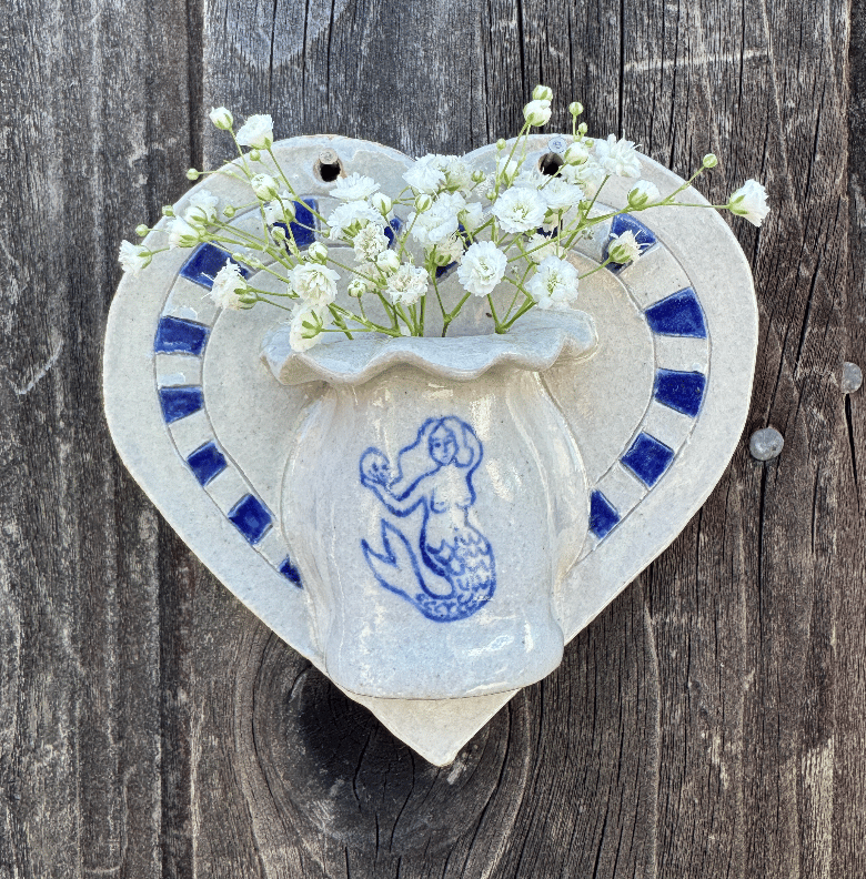 Image of Mermaid with Skull Wall Vase - Heart