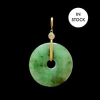 Image 1 of 10K Classic Premium Green And Black  Jade Disc Pendant With Diamond