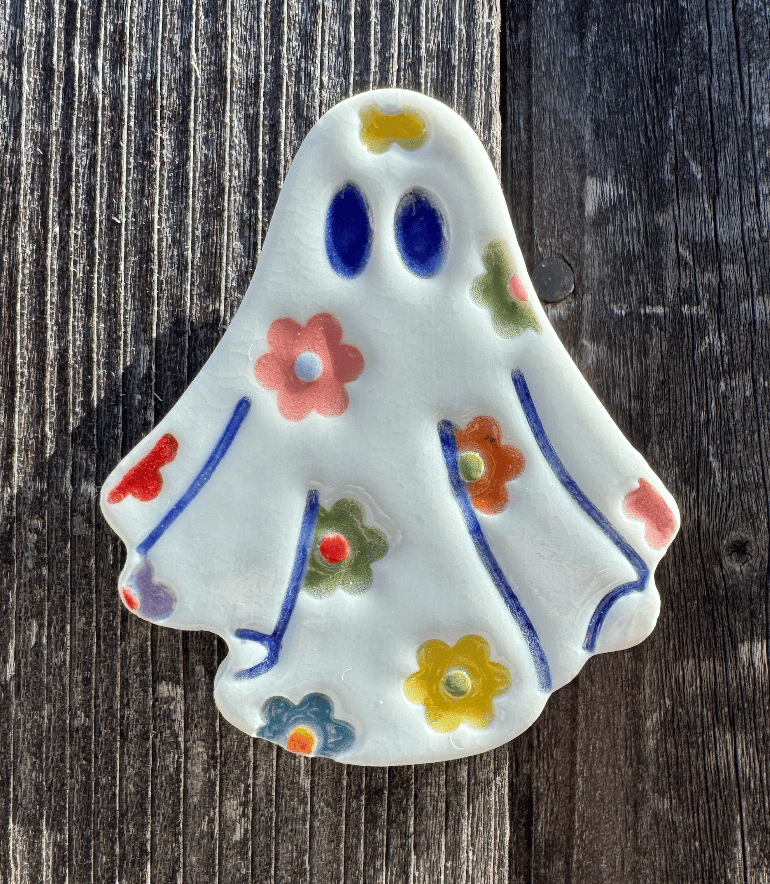 Image of Hangable Porcelain Groovy Ghost Tile - A